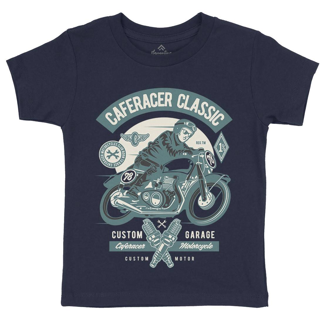 Caferacer Rider Kids Crew Neck T-Shirt Motorcycles D515