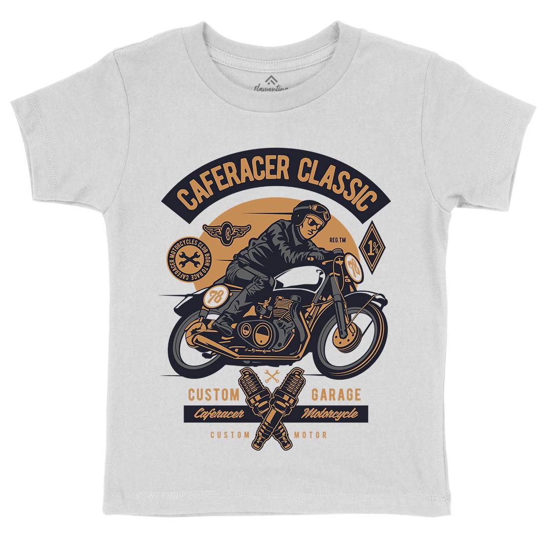 Caferacer Rider Kids Crew Neck T-Shirt Motorcycles D515