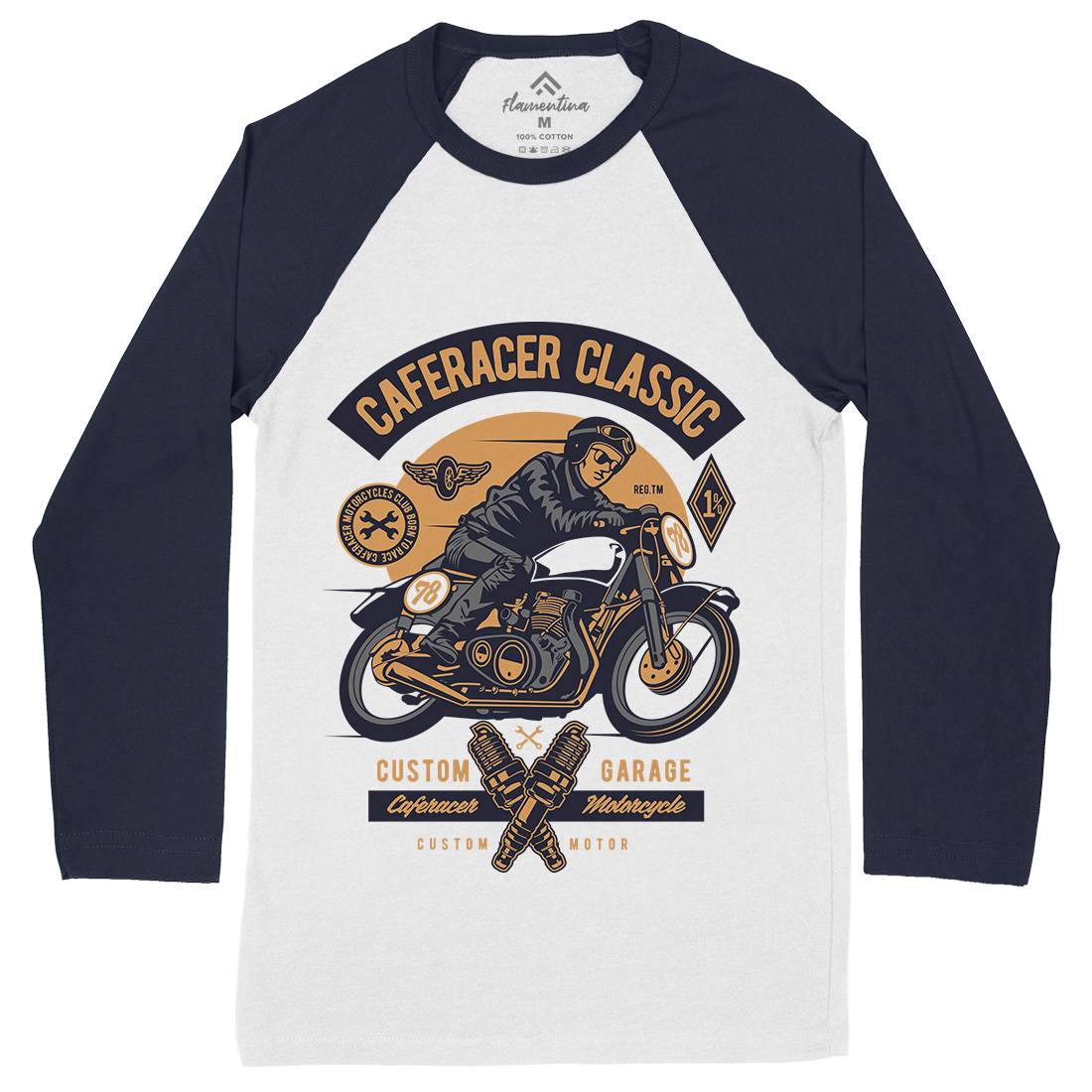 Caferacer Rider Mens Long Sleeve Baseball T-Shirt Motorcycles D515