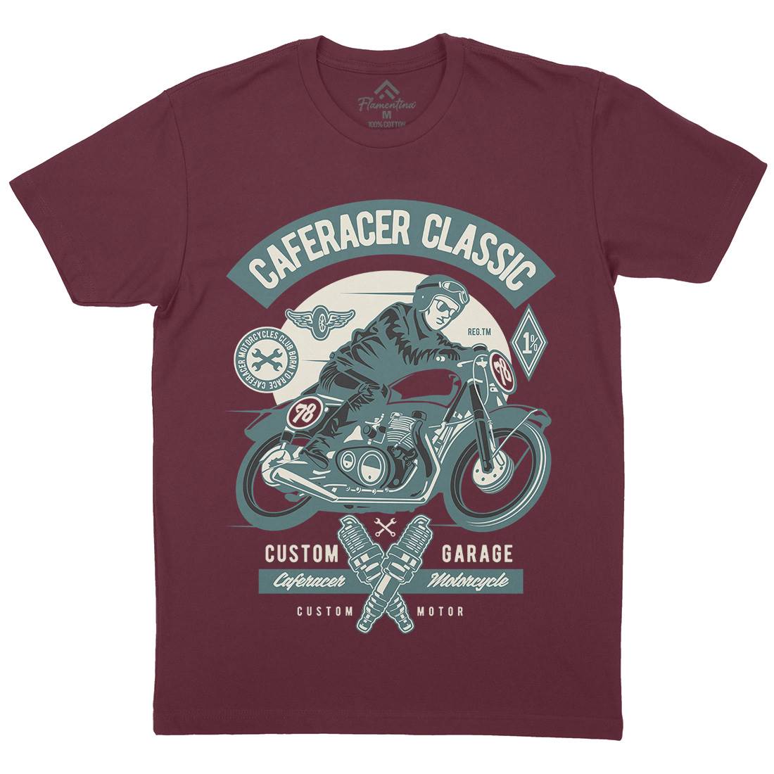 Caferacer Rider Mens Organic Crew Neck T-Shirt Motorcycles D515