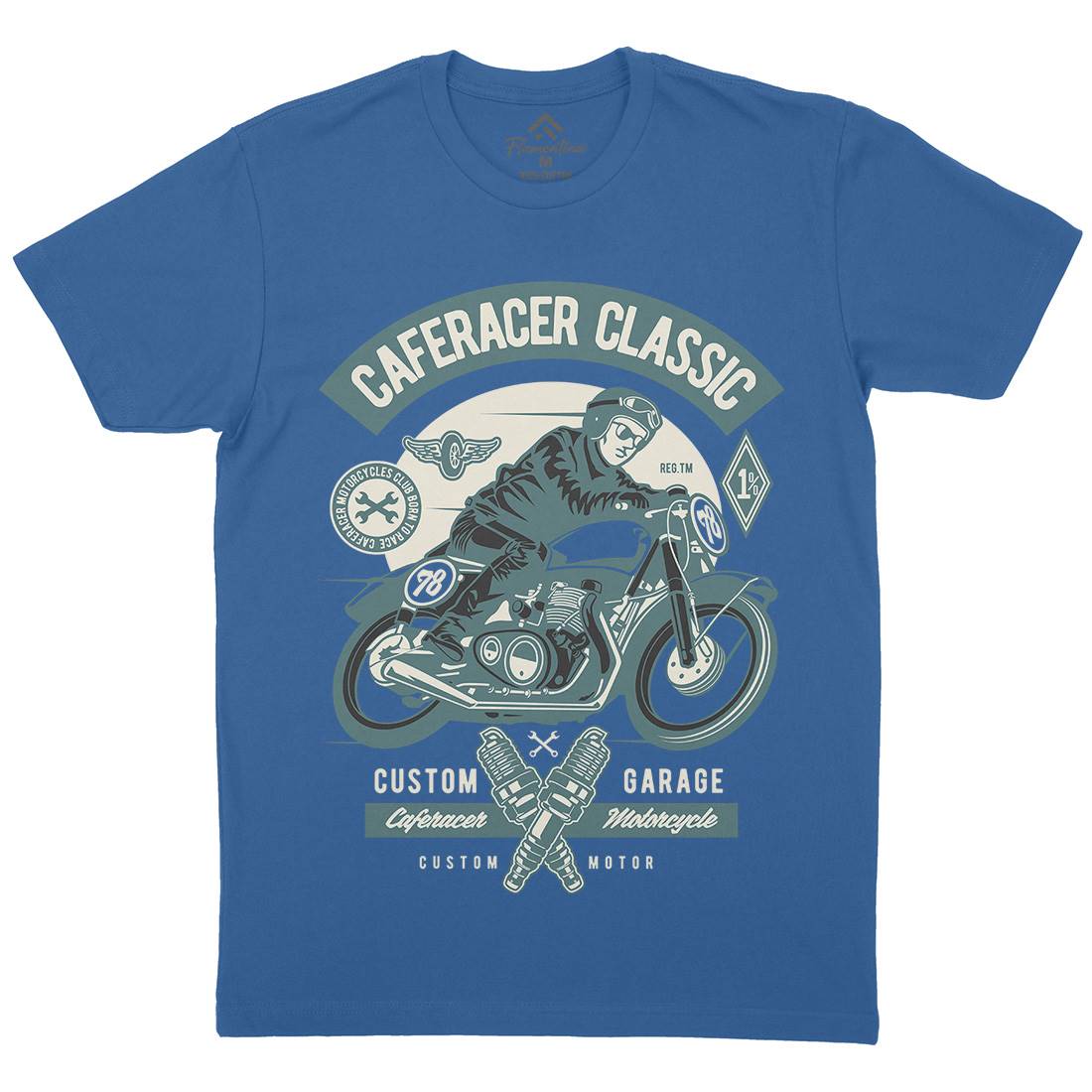 Caferacer Rider Mens Crew Neck T-Shirt Motorcycles D515