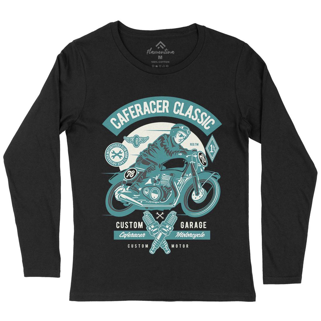 Caferacer Rider Womens Long Sleeve T-Shirt Motorcycles D515