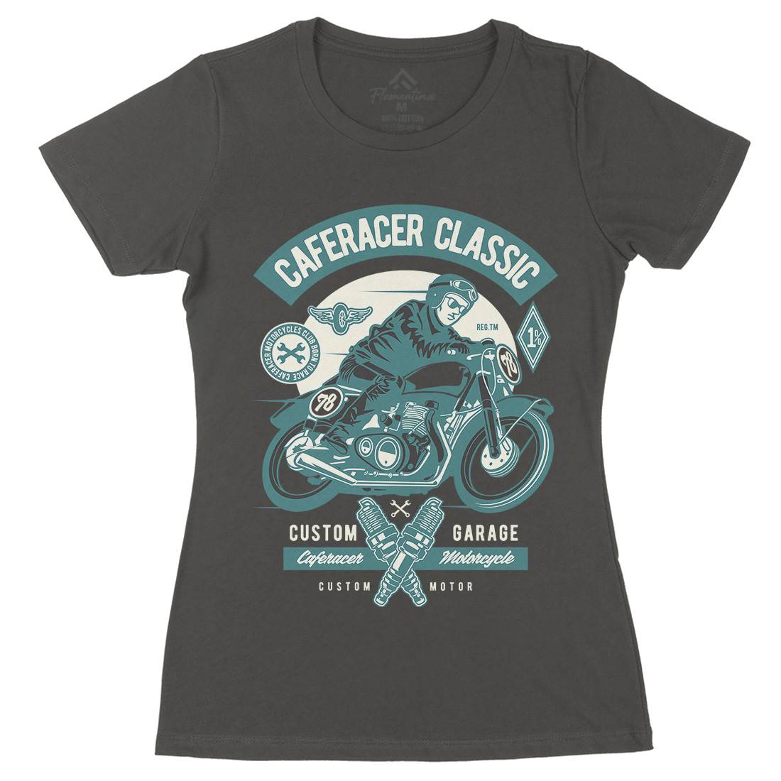Caferacer Rider Womens Organic Crew Neck T-Shirt Motorcycles D515