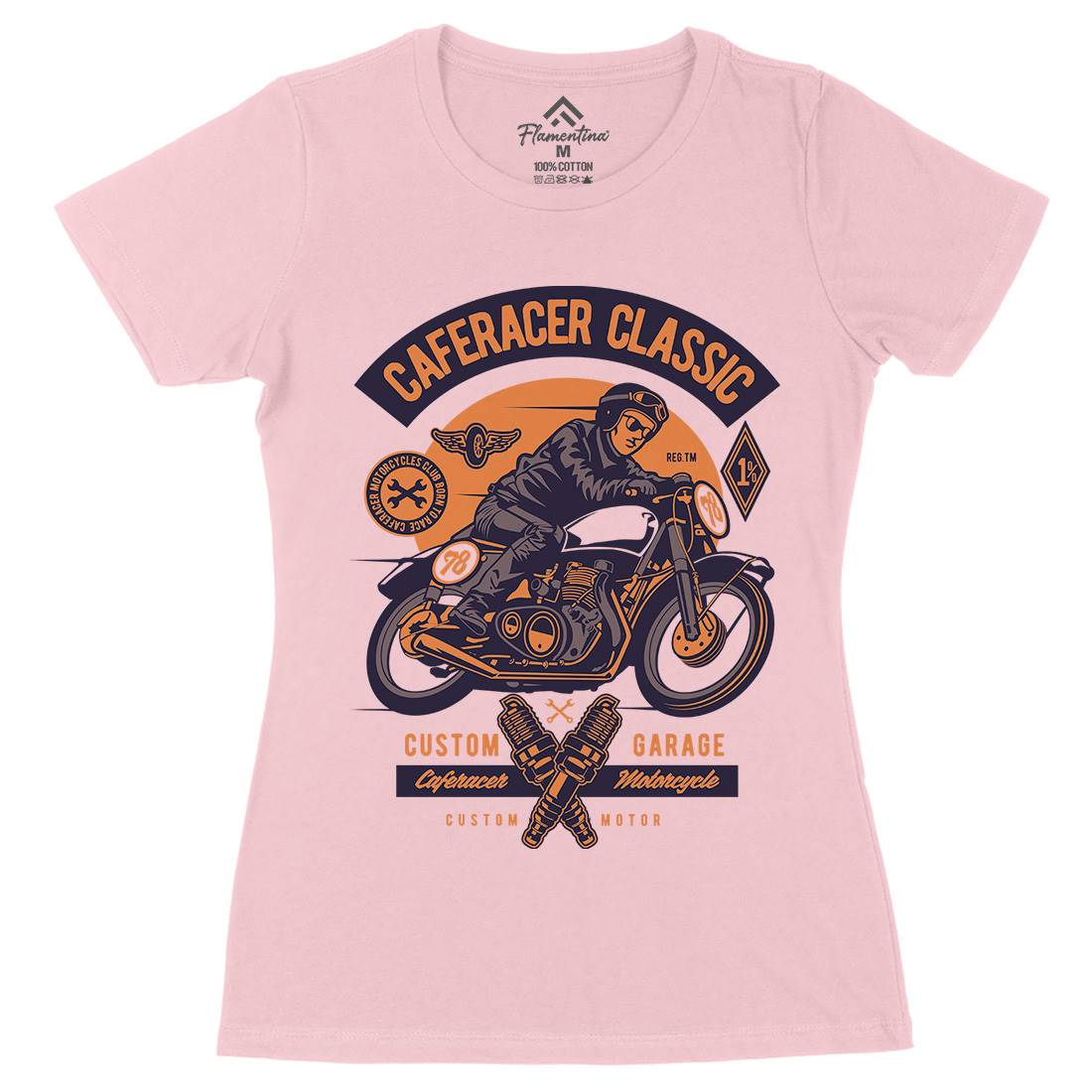Caferacer Rider Womens Organic Crew Neck T-Shirt Motorcycles D515
