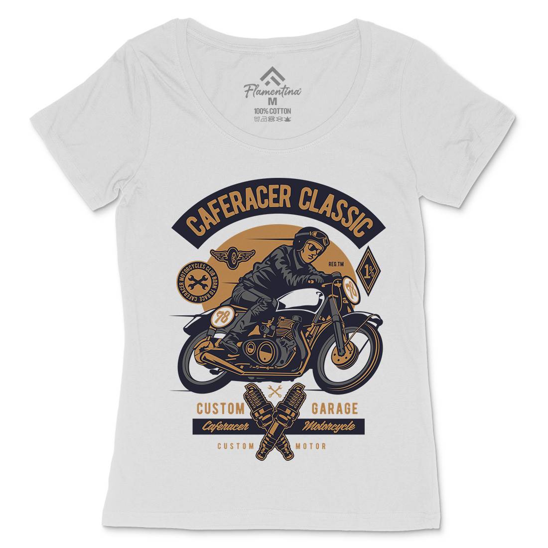 Caferacer Rider Womens Scoop Neck T-Shirt Motorcycles D515
