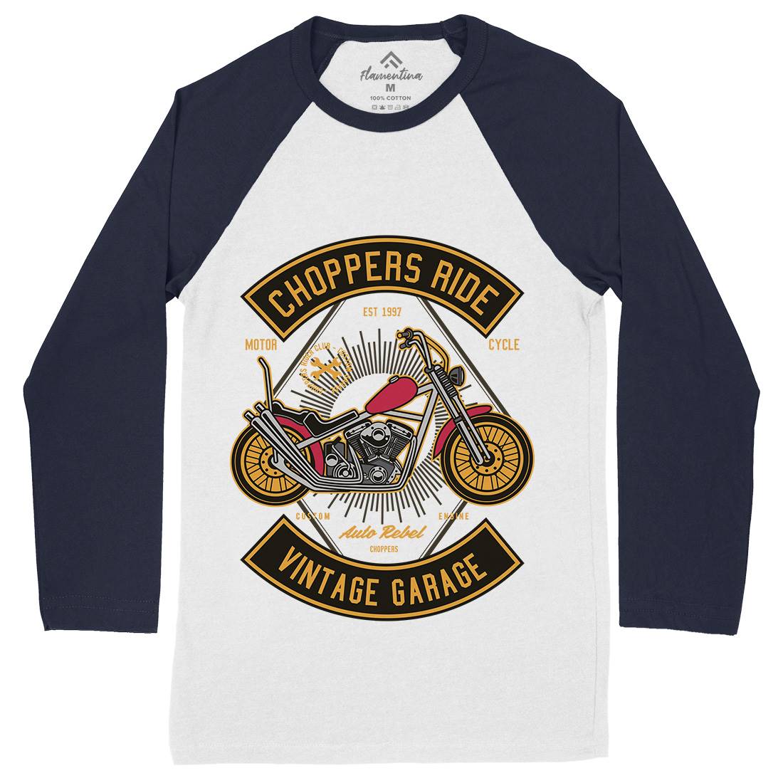 Chopper Ride Mens Long Sleeve Baseball T-Shirt Motorcycles D516