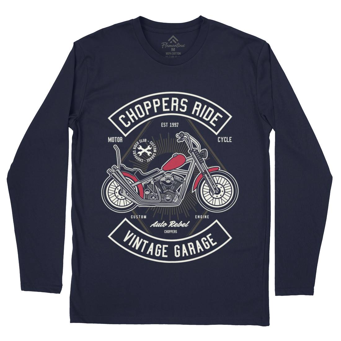 Chopper Ride Mens Long Sleeve T-Shirt Motorcycles D516