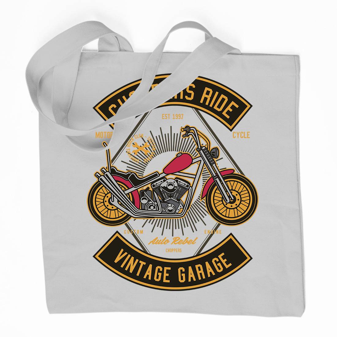 Chopper Ride Organic Premium Cotton Tote Bag Motorcycles D516