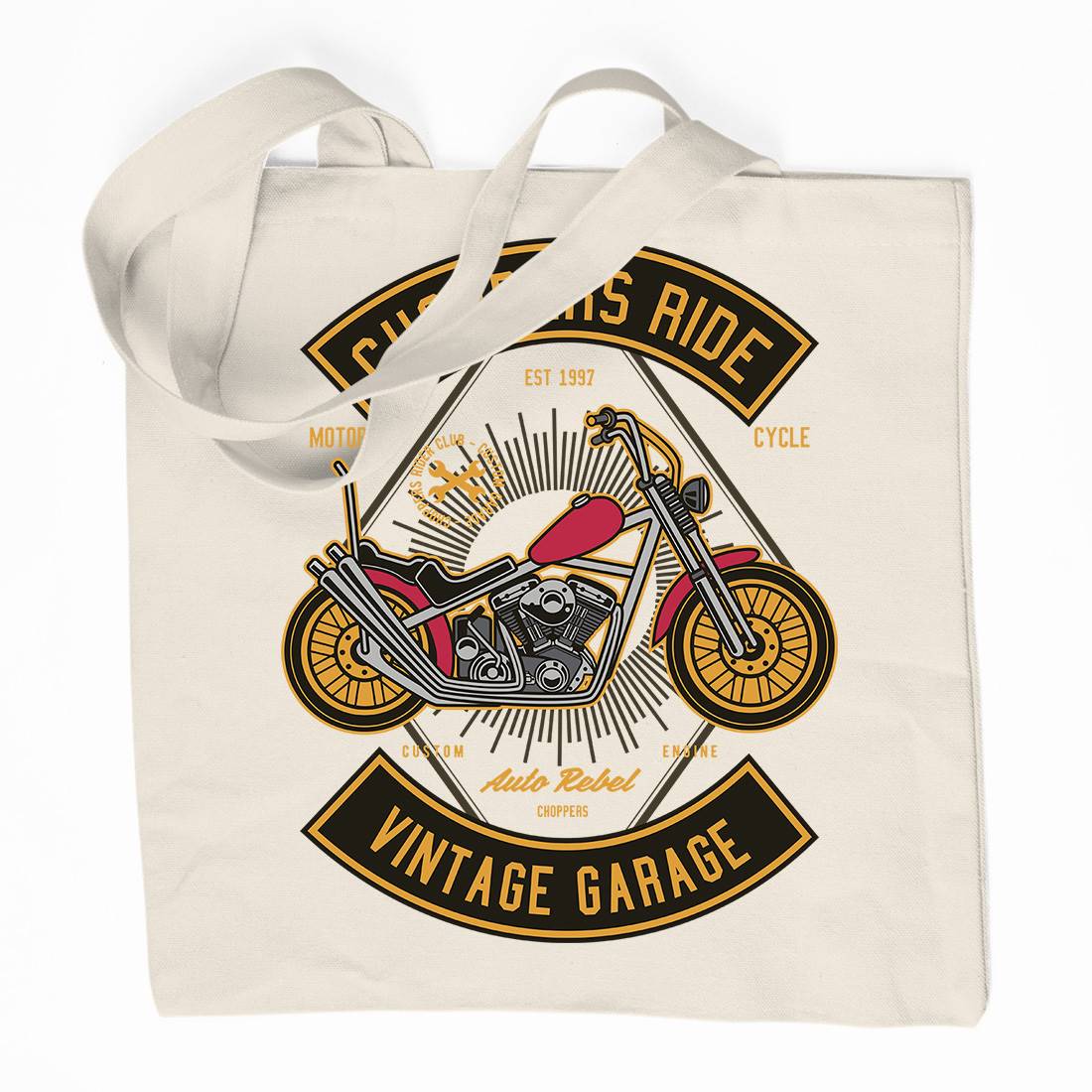 Chopper Ride Organic Premium Cotton Tote Bag Motorcycles D516
