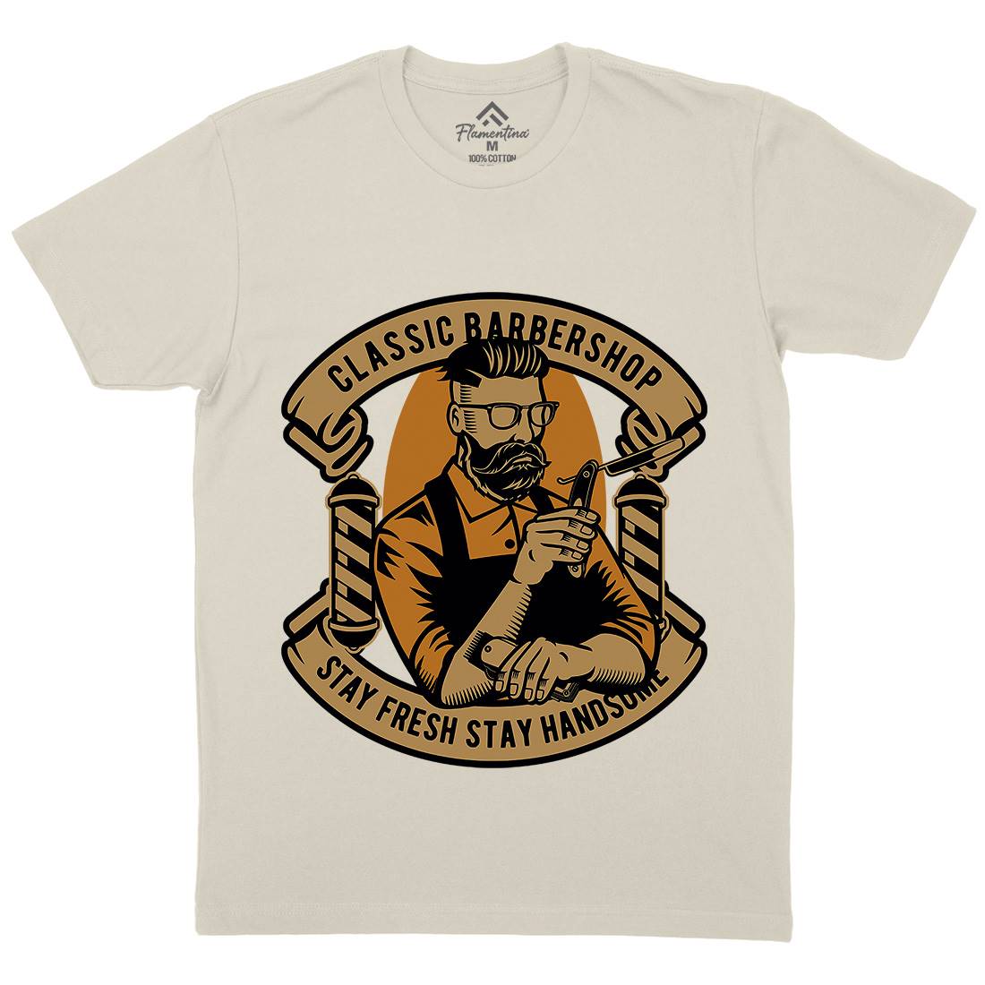 Classic Shop Mens Organic Crew Neck T-Shirt Barber D517