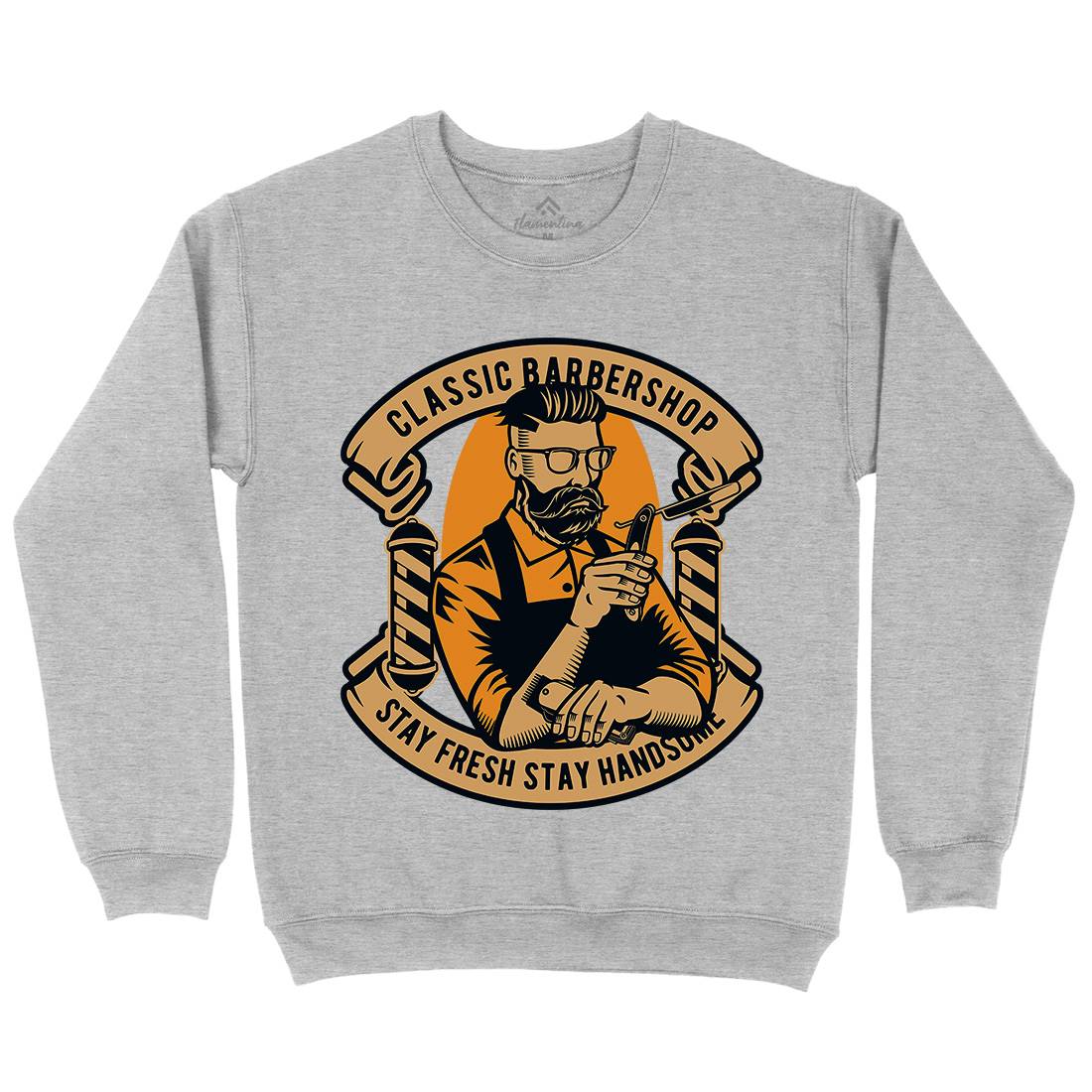 Classic Shop Mens Crew Neck Sweatshirt Barber D517