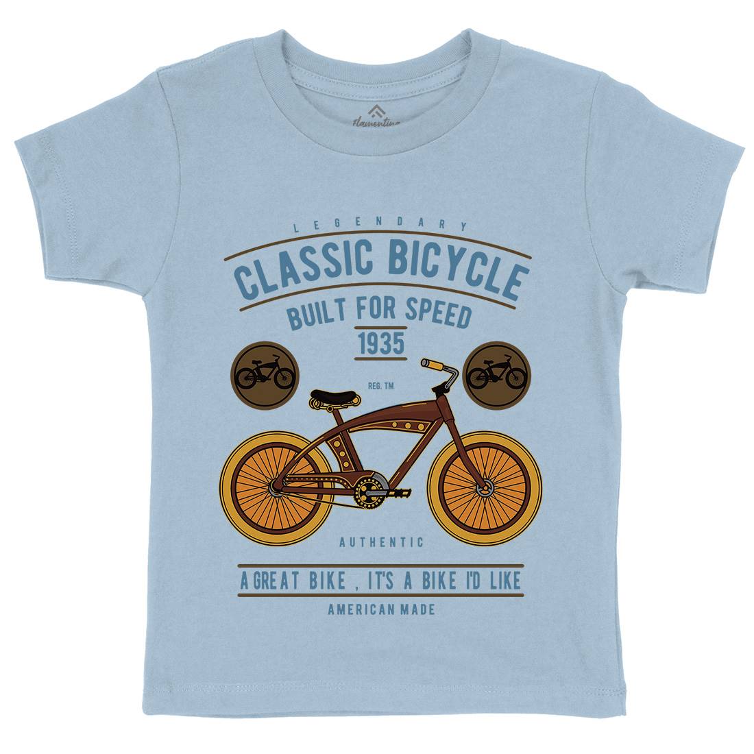Classic Bicycle Kids Organic Crew Neck T-Shirt Bikes D518