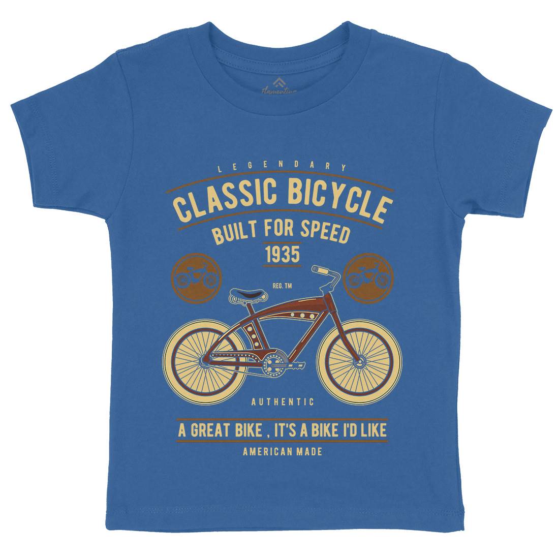 Classic Bicycle Kids Organic Crew Neck T-Shirt Bikes D518
