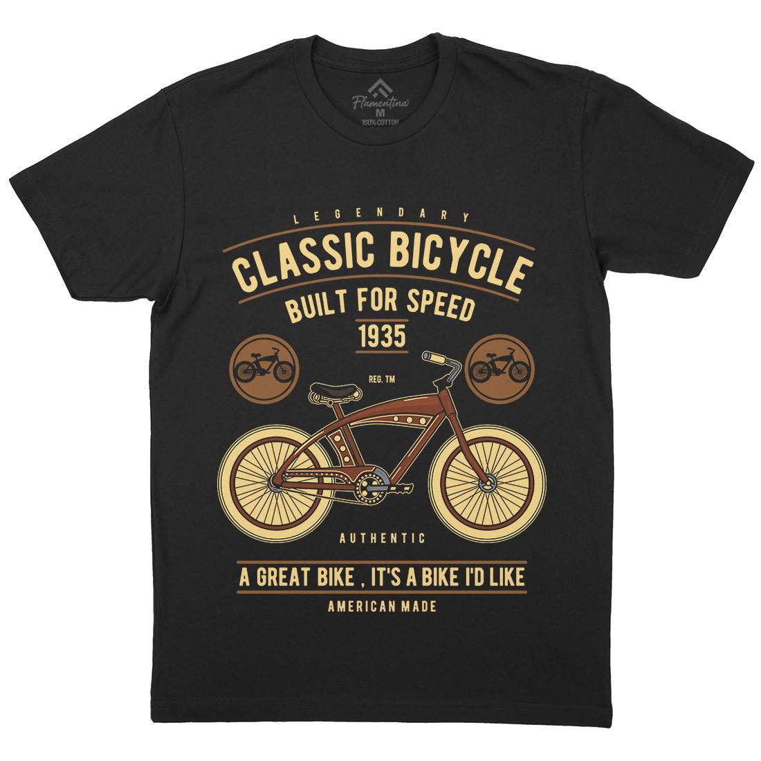 Classic Bicycle Mens Organic Crew Neck T-Shirt Bikes D518