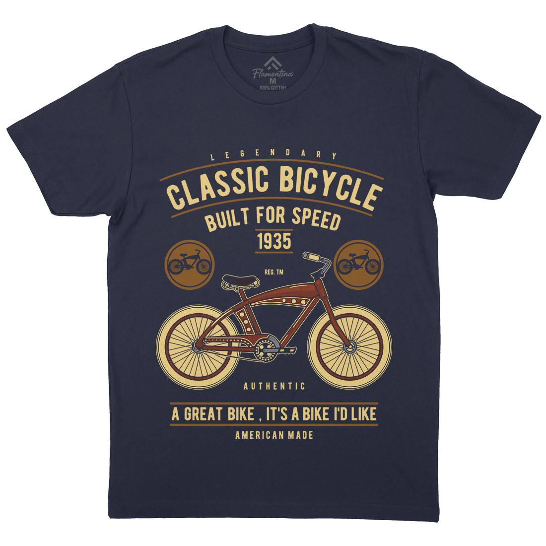 Classic Bicycle Mens Crew Neck T-Shirt Bikes D518