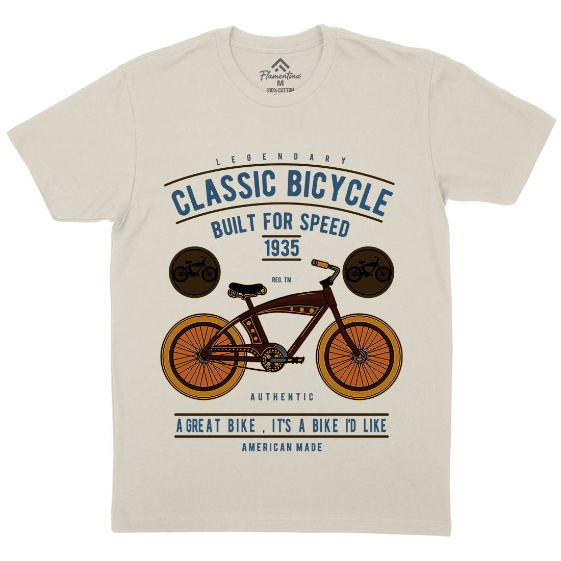 Classic Bicycle Mens Organic Crew Neck T-Shirt Bikes D518