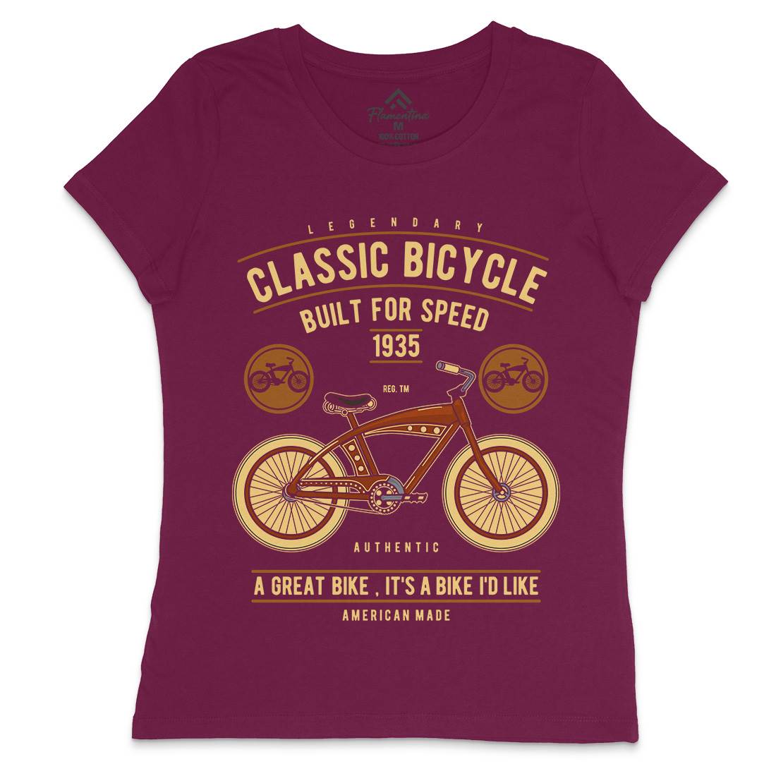 Classic Bicycle Womens Crew Neck T-Shirt Bikes D518
