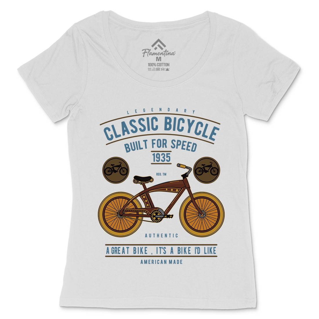 Classic Bicycle Womens Scoop Neck T-Shirt Bikes D518
