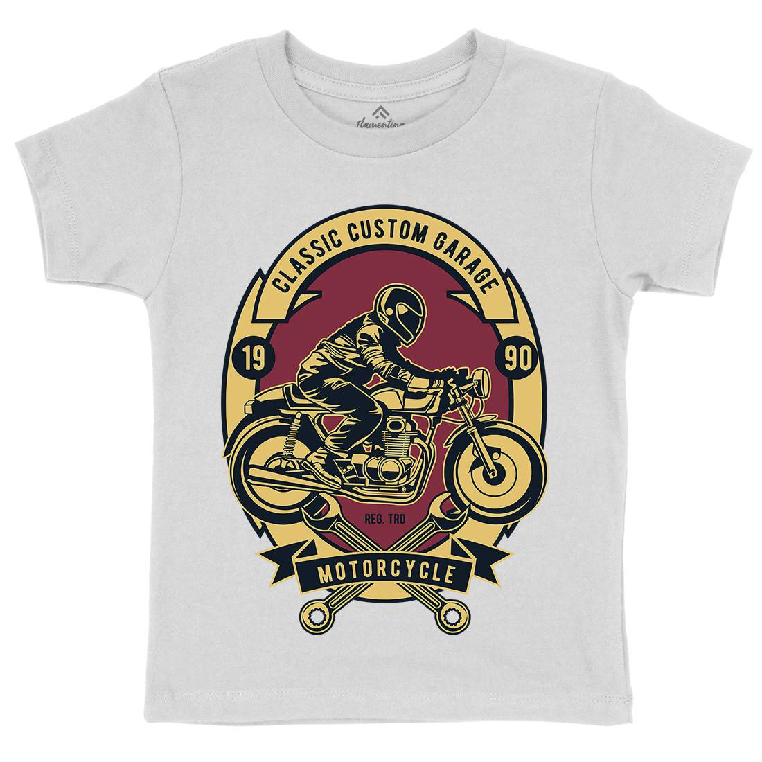 Classic Custom Garage Kids Organic Crew Neck T-Shirt Motorcycles D519