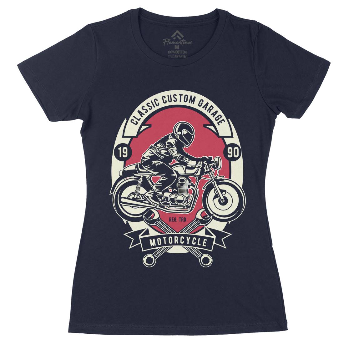 Classic Custom Garage Womens Organic Crew Neck T-Shirt Motorcycles D519