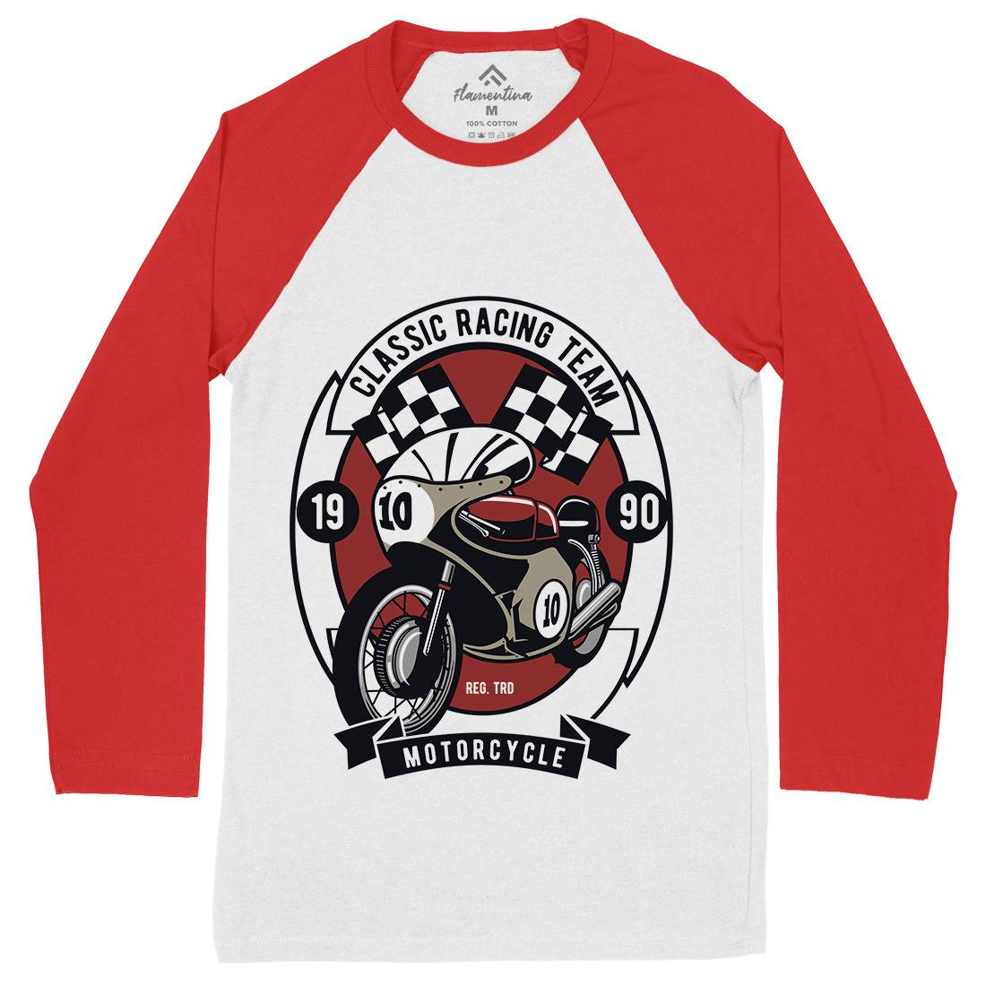 Classic Racing Team Mens Long Sleeve Baseball T-Shirt Motorcycles D520