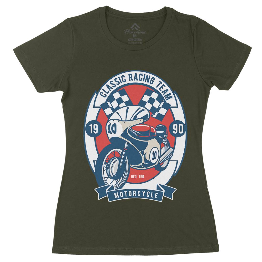 Classic Racing Team Womens Organic Crew Neck T-Shirt Motorcycles D520