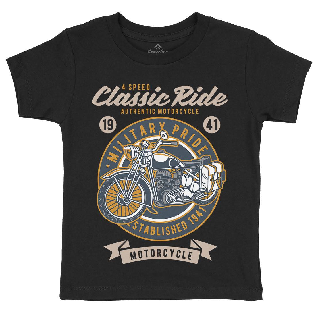 Classic Ride Military Pride Kids Crew Neck T-Shirt Motorcycles D521