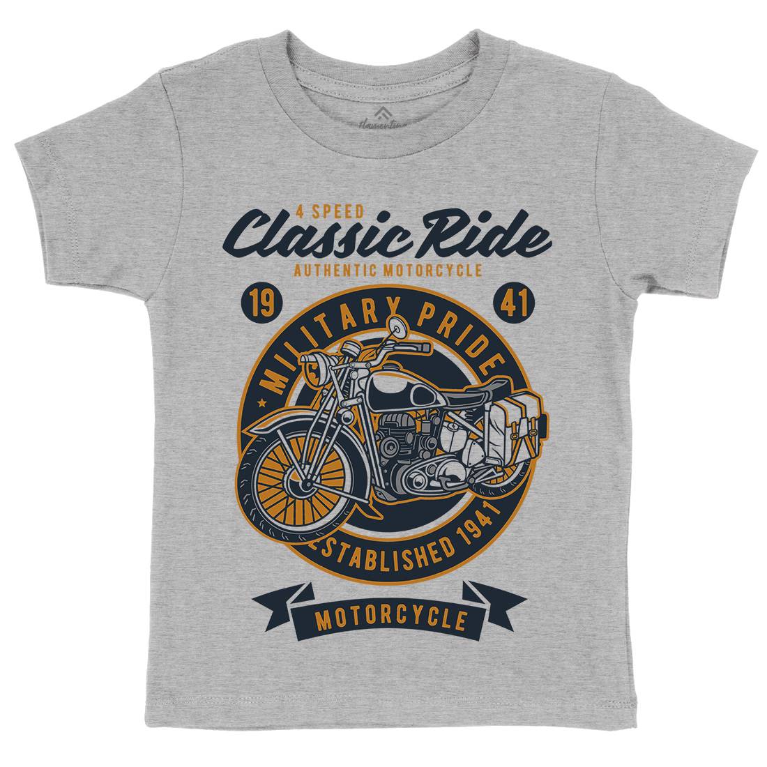 Classic Ride Military Pride Kids Crew Neck T-Shirt Motorcycles D521