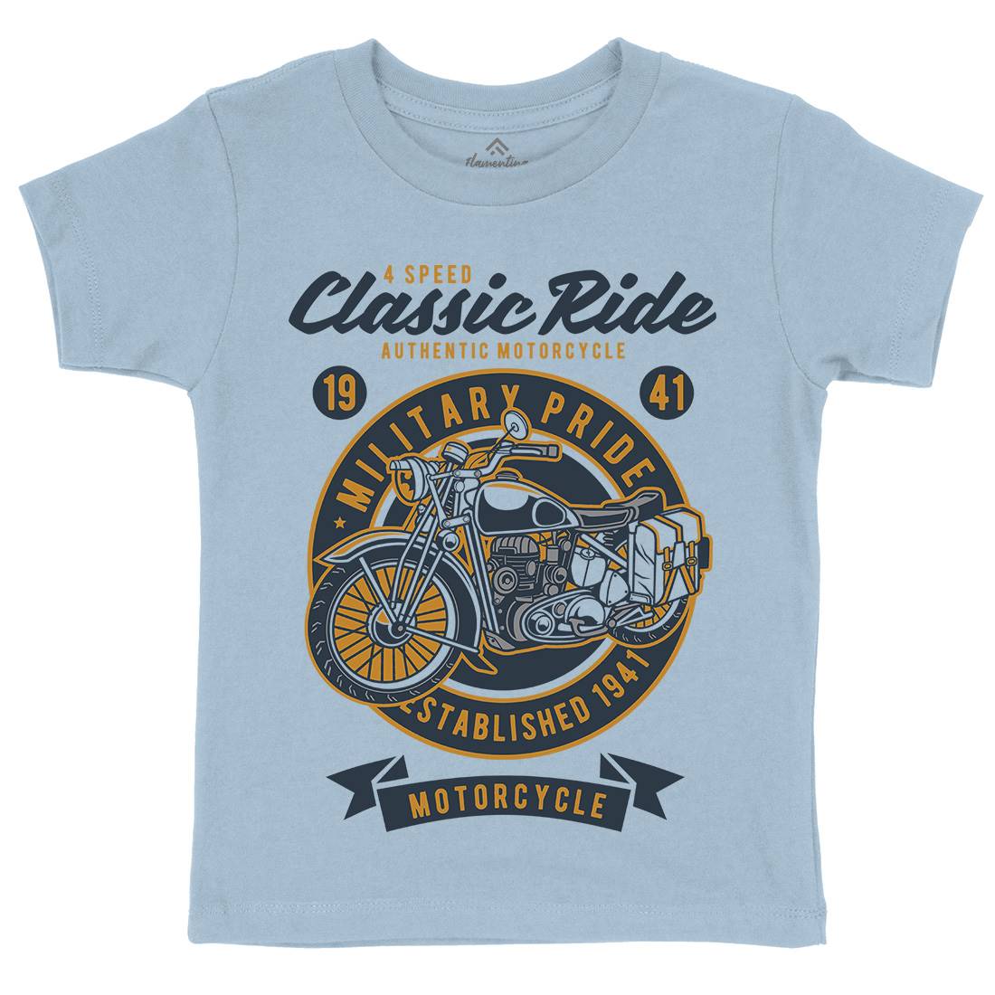 Classic Ride Military Pride Kids Organic Crew Neck T-Shirt Motorcycles D521