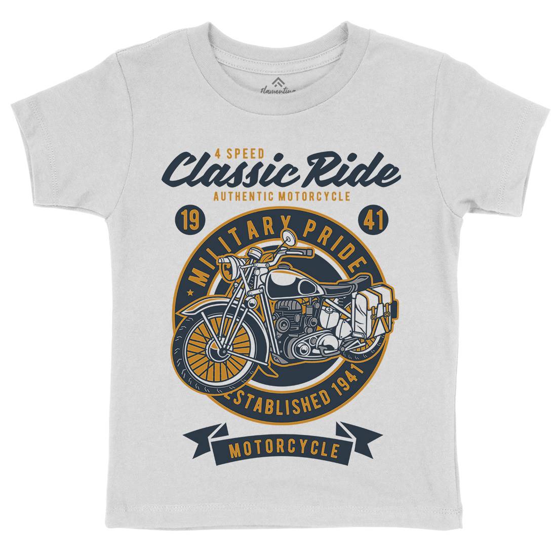 Classic Ride Military Pride Kids Organic Crew Neck T-Shirt Motorcycles D521