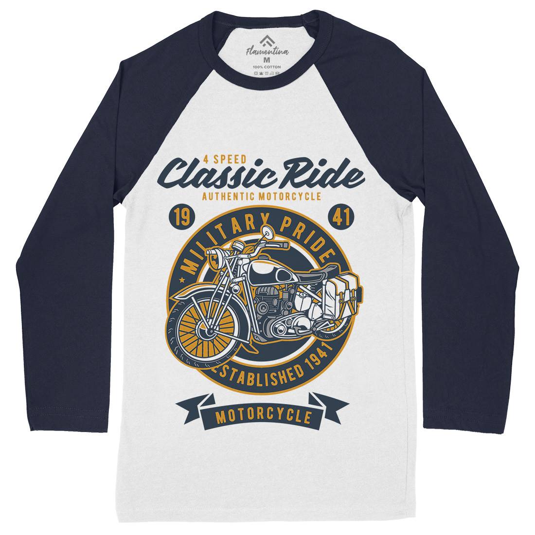 Classic Ride Military Pride Mens Long Sleeve Baseball T-Shirt Motorcycles D521