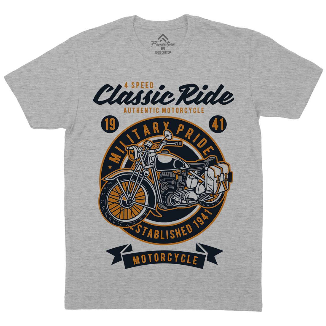 Classic Ride Military Pride Mens Organic Crew Neck T-Shirt Motorcycles D521