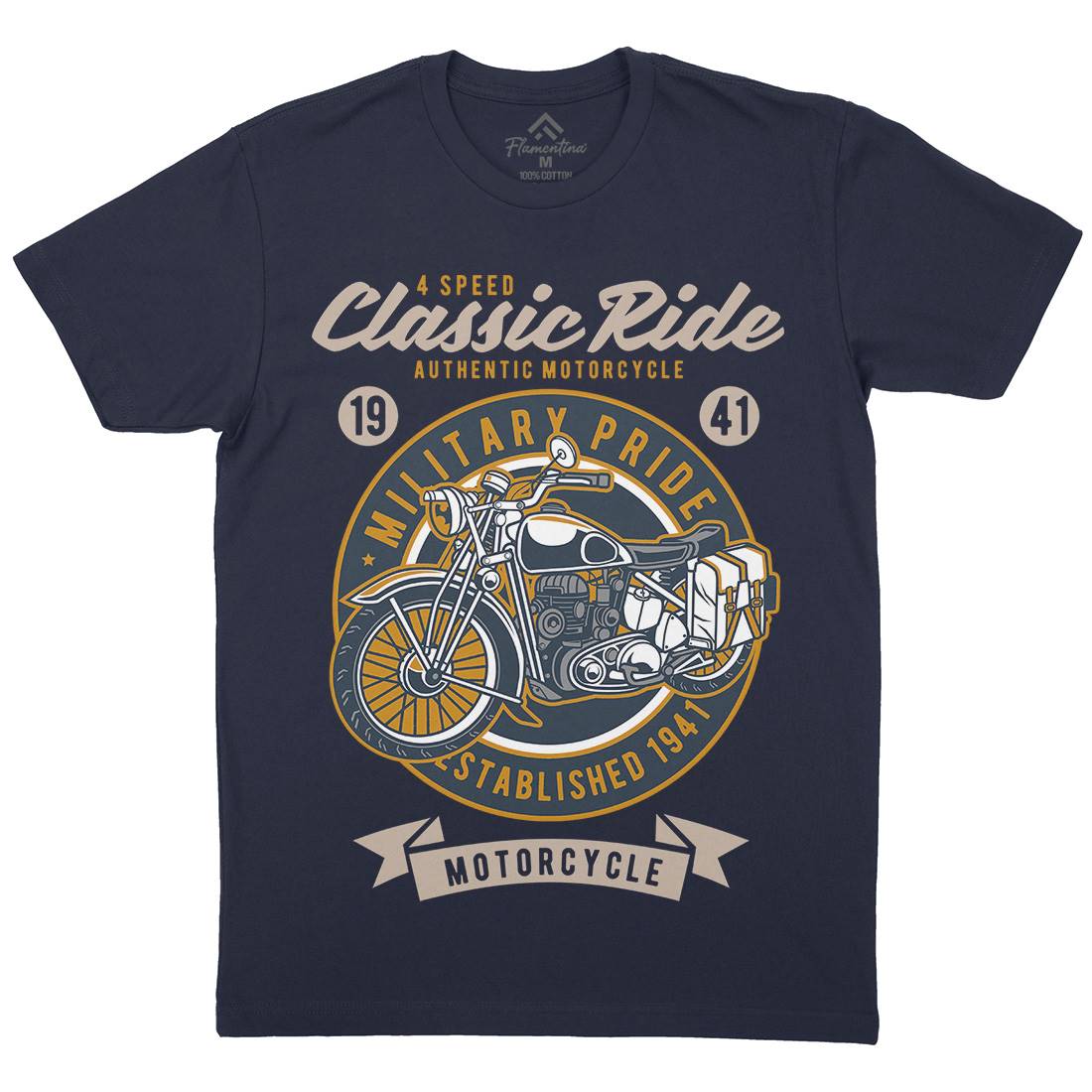 Classic Ride Military Pride Mens Organic Crew Neck T-Shirt Motorcycles D521