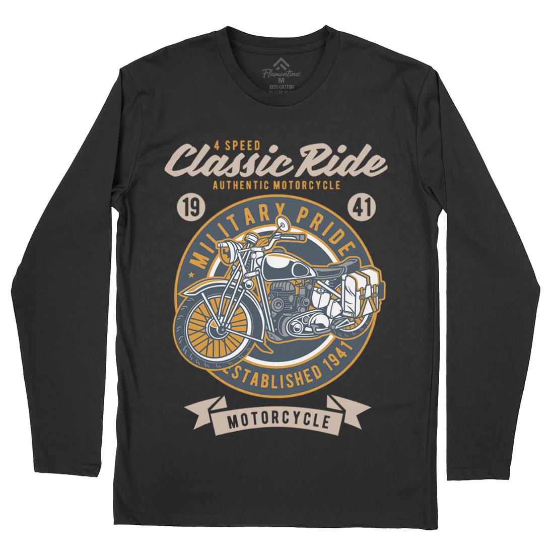 Classic Ride Military Pride Mens Long Sleeve T-Shirt Motorcycles D521