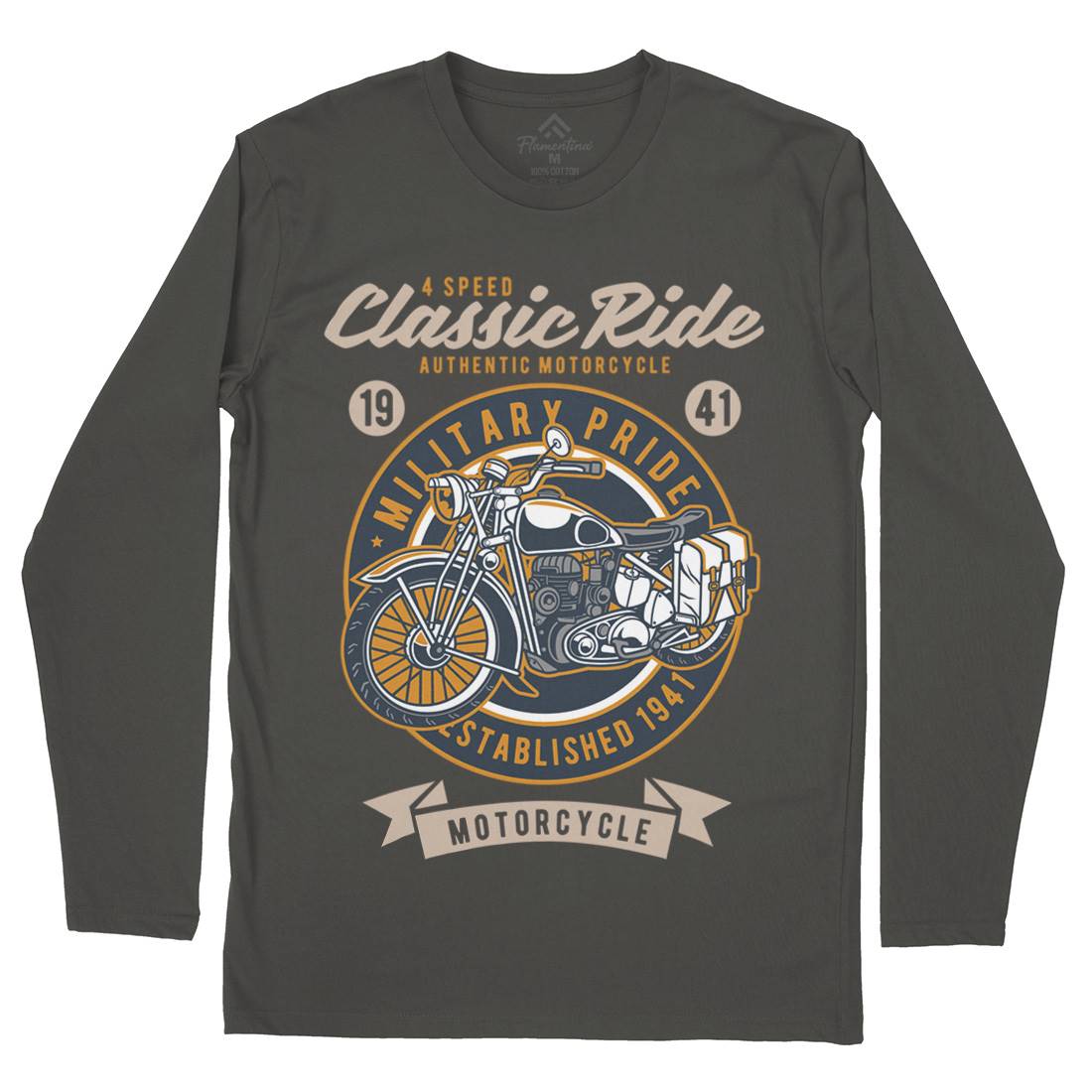 Classic Ride Military Pride Mens Long Sleeve T-Shirt Motorcycles D521