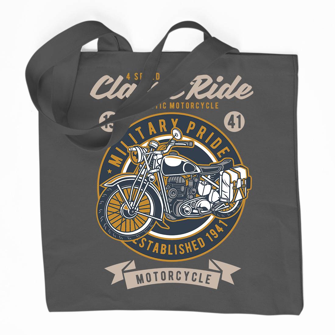 Classic Ride Military Pride Organic Premium Cotton Tote Bag Motorcycles D521