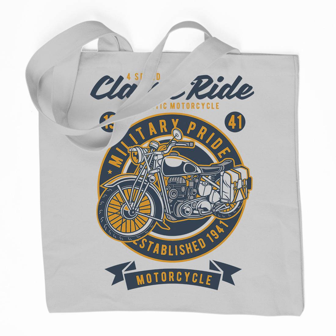 Classic Ride Military Pride Organic Premium Cotton Tote Bag Motorcycles D521