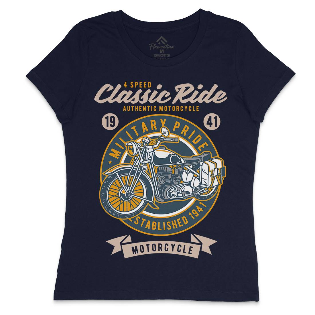 Classic Ride Military Pride Womens Crew Neck T-Shirt Motorcycles D521