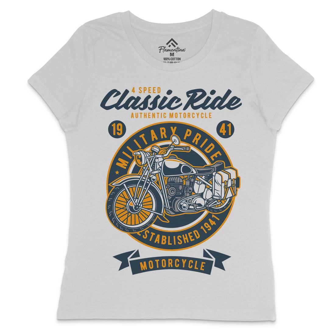 Classic Ride Military Pride Womens Crew Neck T-Shirt Motorcycles D521