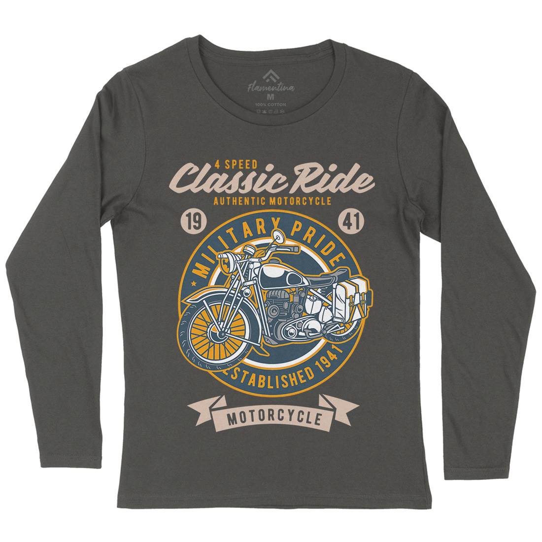 Classic Ride Military Pride Womens Long Sleeve T-Shirt Motorcycles D521