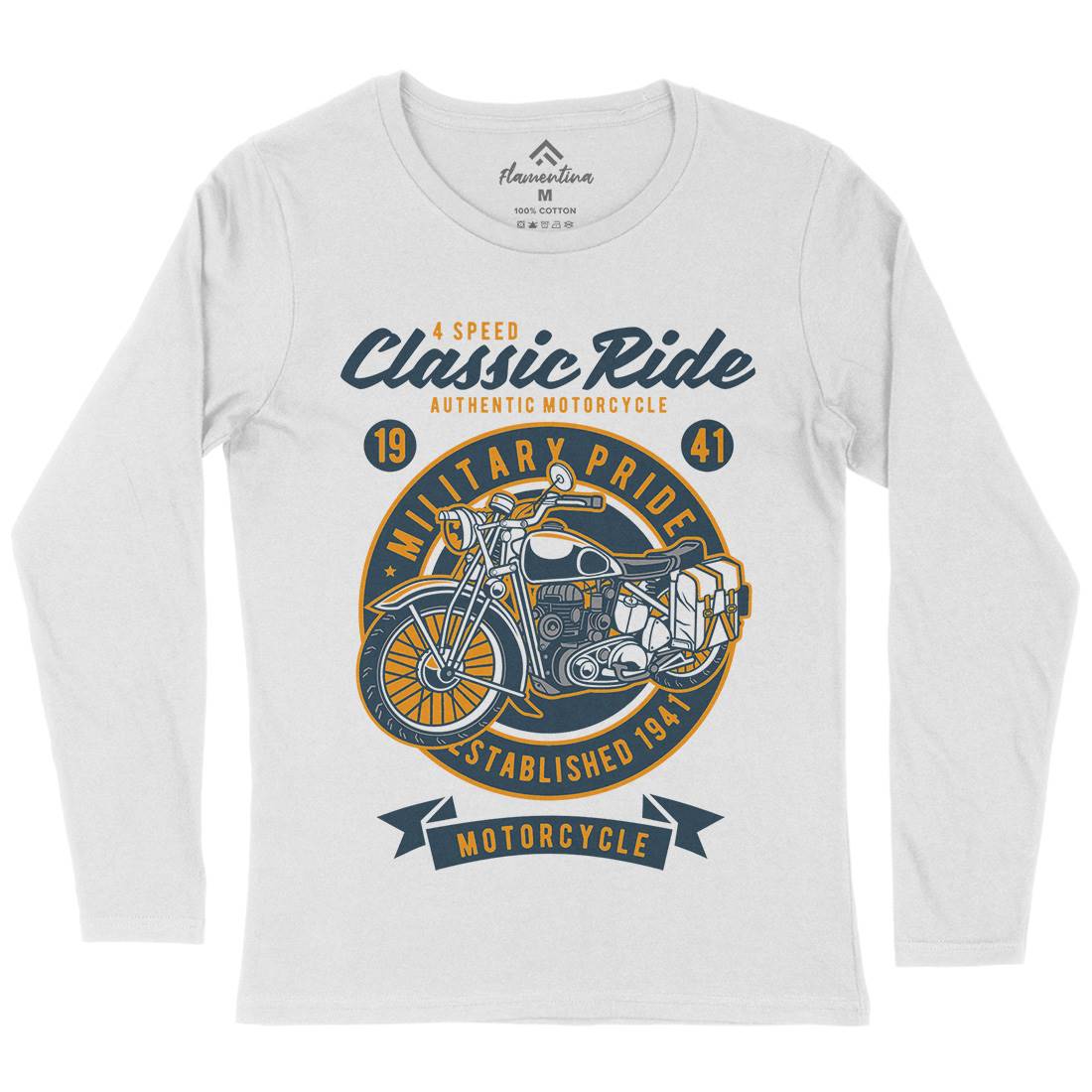 Classic Ride Military Pride Womens Long Sleeve T-Shirt Motorcycles D521