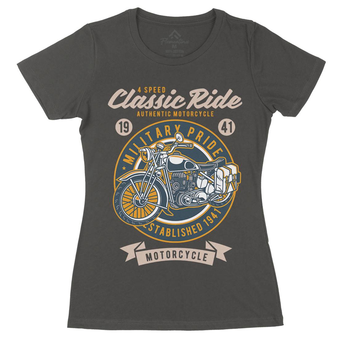 Classic Ride Military Pride Womens Organic Crew Neck T-Shirt Motorcycles D521