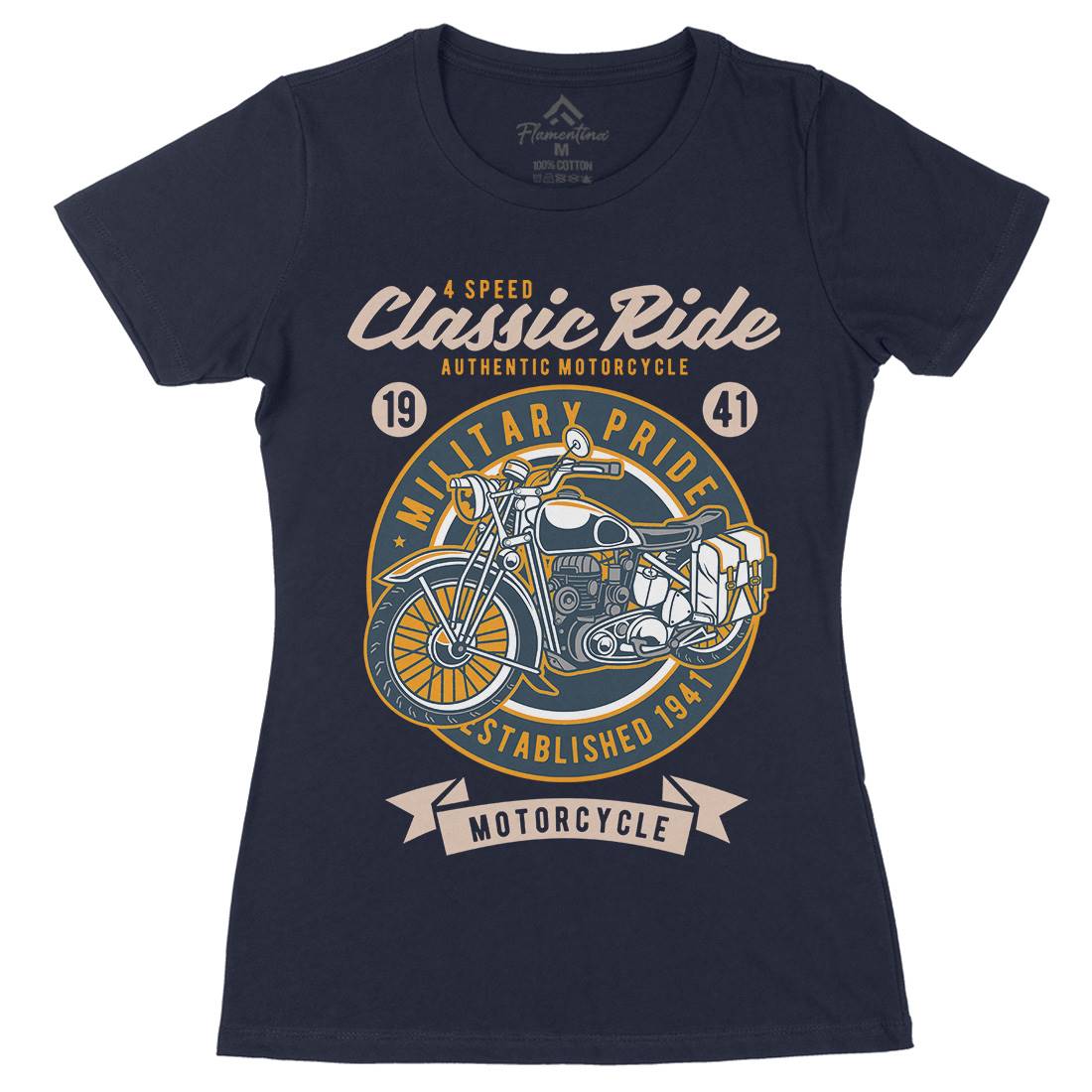 Classic Ride Military Pride Womens Organic Crew Neck T-Shirt Motorcycles D521