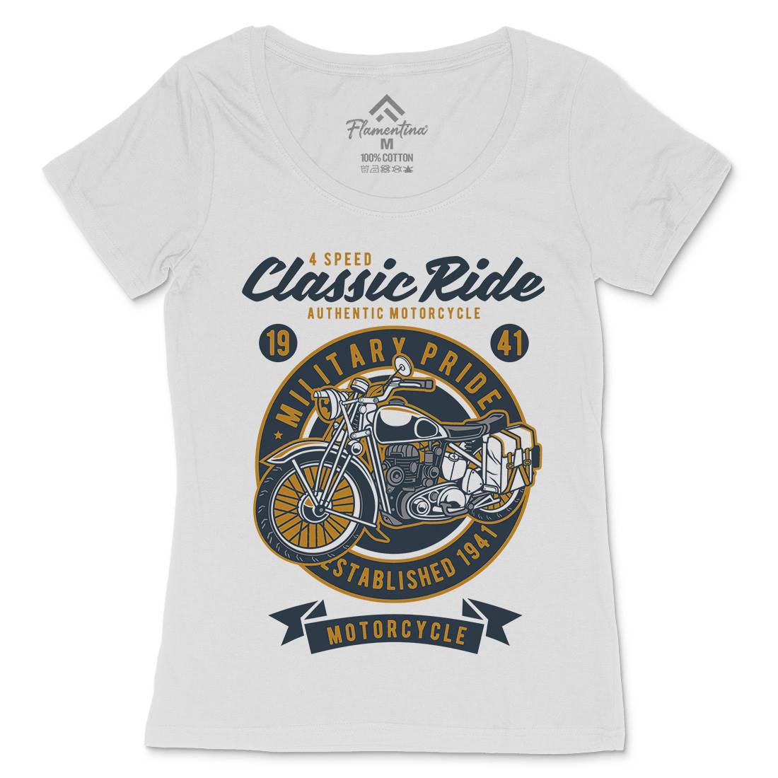 Classic Ride Military Pride Womens Scoop Neck T-Shirt Motorcycles D521