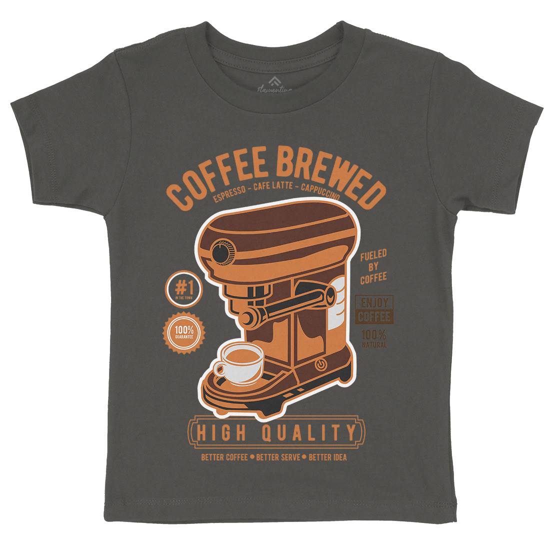Coffee Brewed Kids Organic Crew Neck T-Shirt Drinks D522