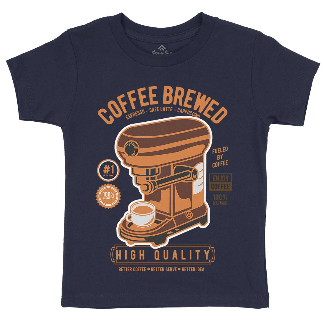 Coffee Brewed Kids Organic Crew Neck T-Shirt Drinks D522