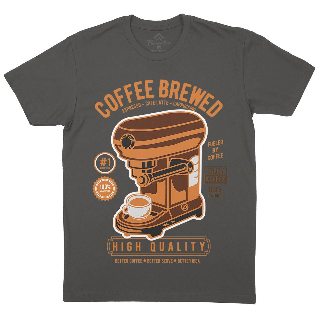 Coffee Brewed Mens Crew Neck T-Shirt Drinks D522