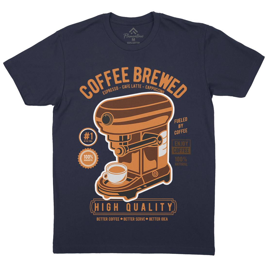 Coffee Brewed Mens Crew Neck T-Shirt Drinks D522