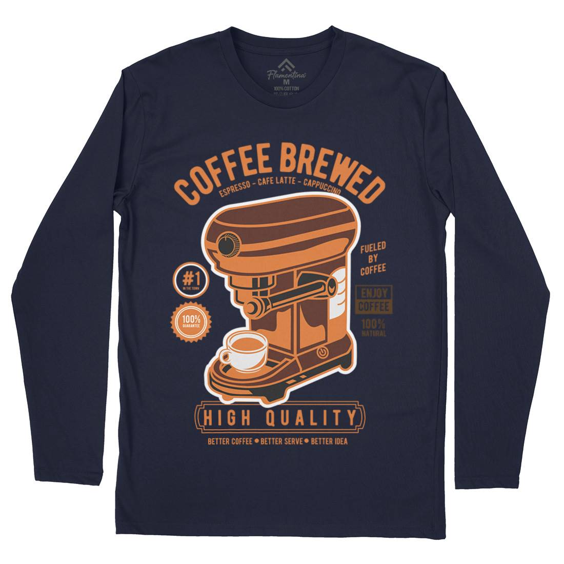 Coffee Brewed Mens Long Sleeve T-Shirt Drinks D522