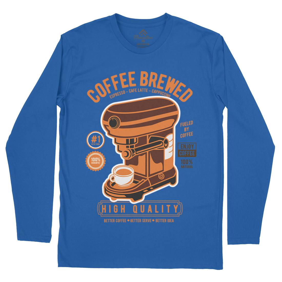 Coffee Brewed Mens Long Sleeve T-Shirt Drinks D522